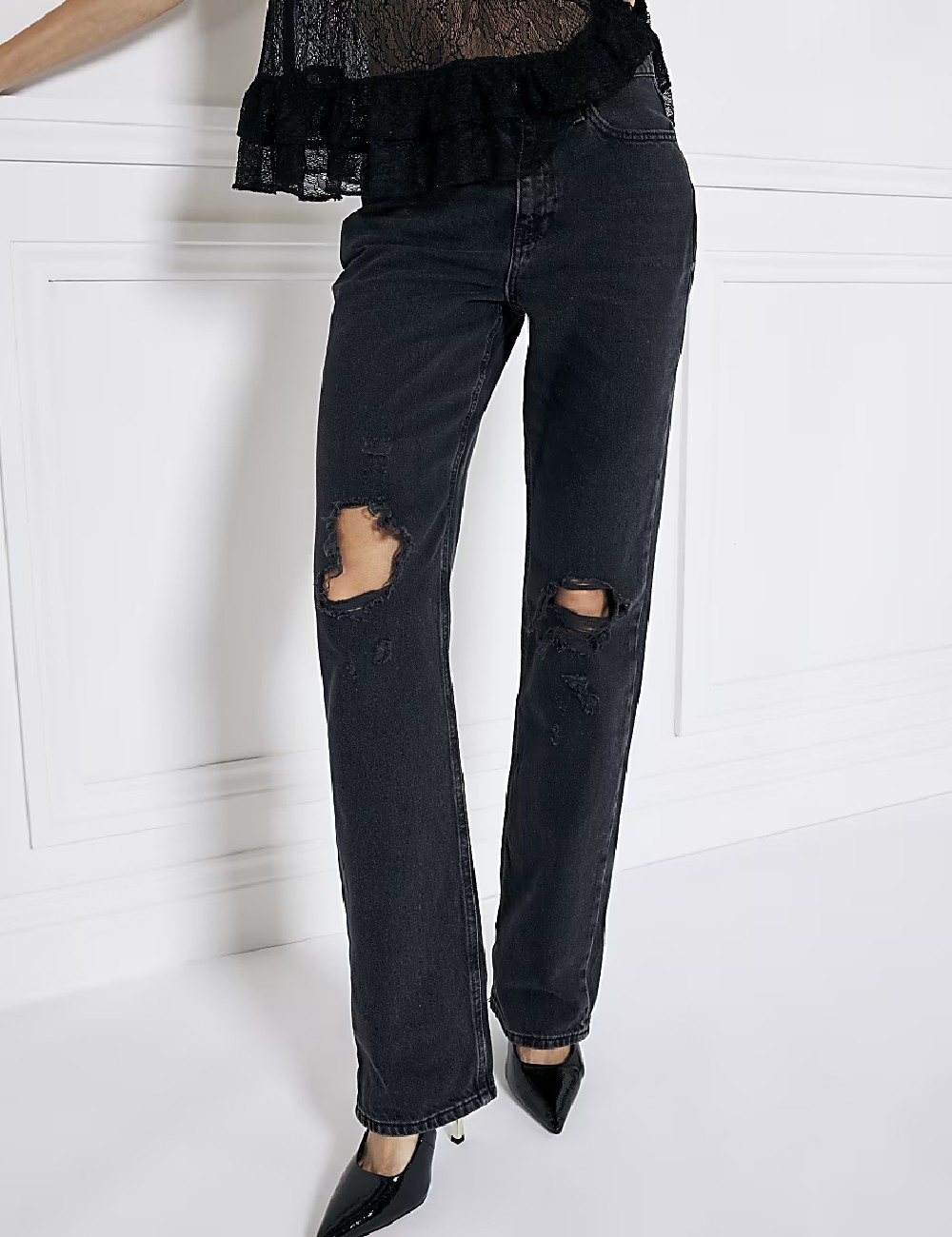 Blugi River Island, negru - 1 | YEO