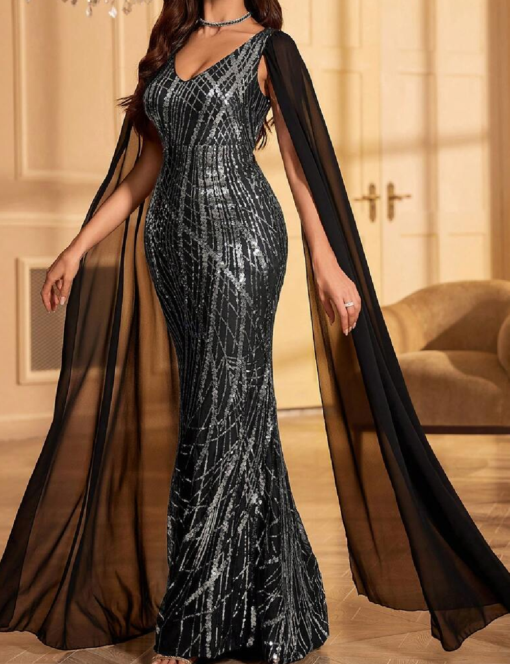 Rochie lunga UNITHORSE, negru - 1 | YEO