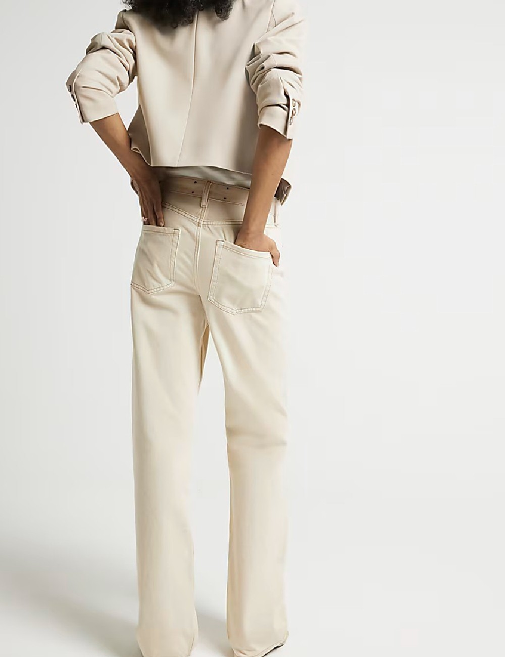 Blugi River Island, crem - 1 | YEO