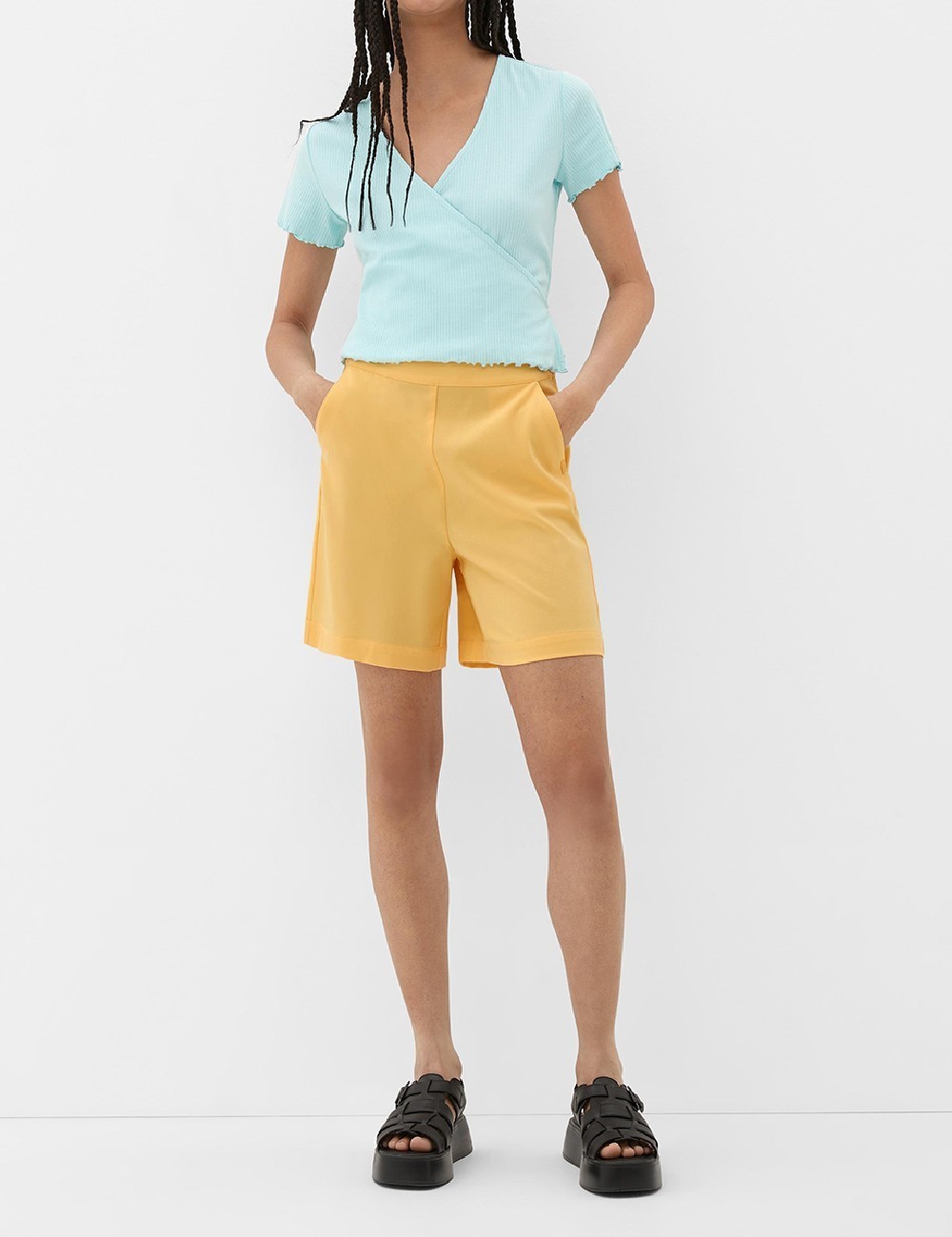 Pantaloni scurti Q/S, galben - 1 | YEO