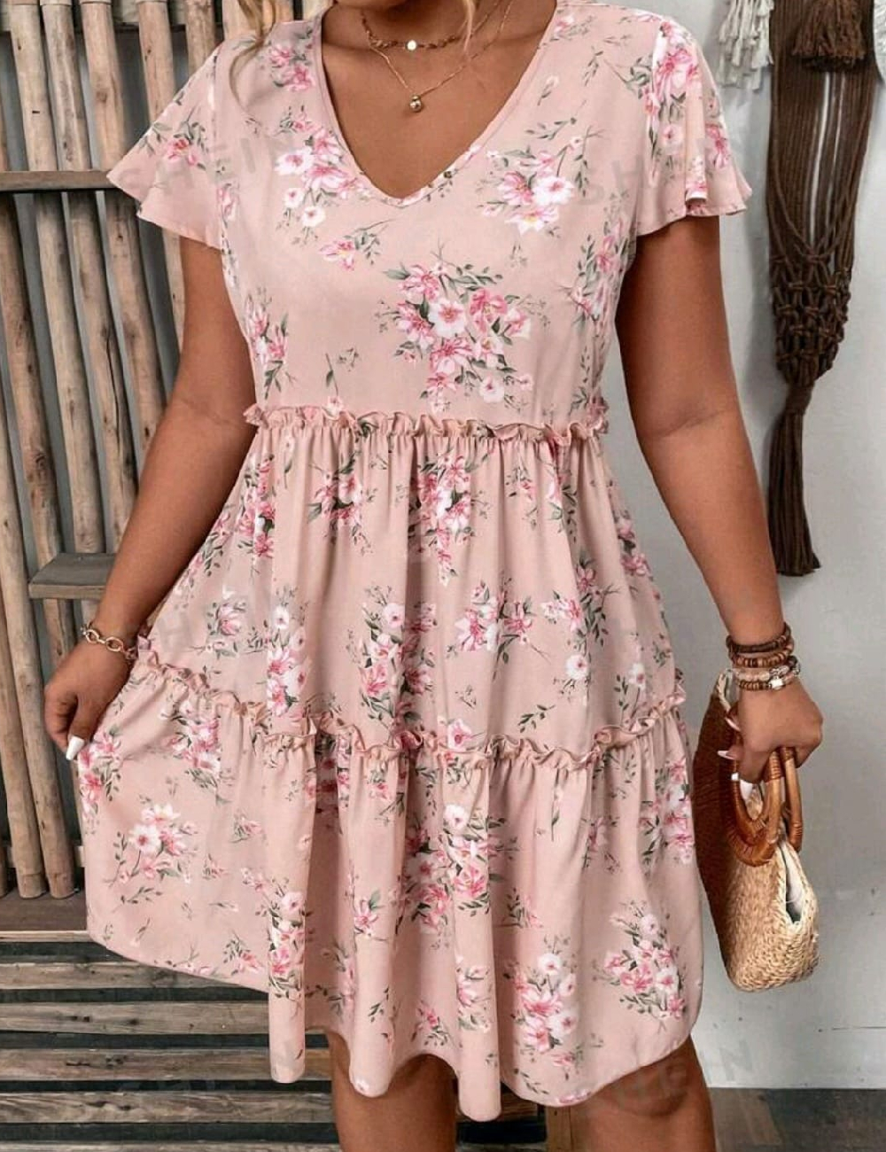 Rochie scurta SHEIN CURVE, roz