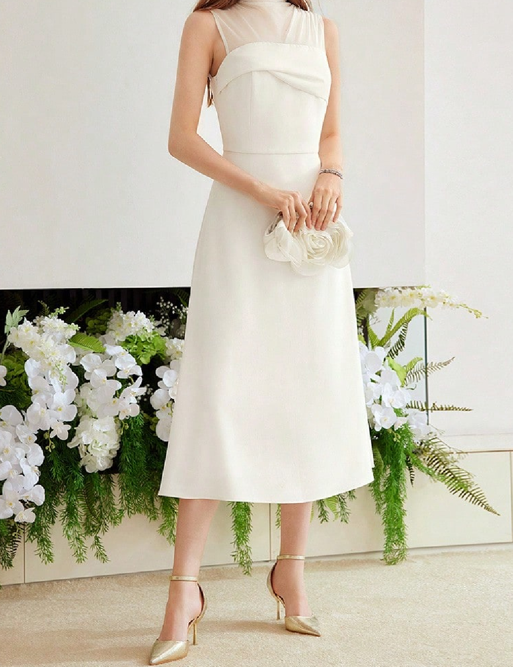 Rochie medie MOTF, alb
