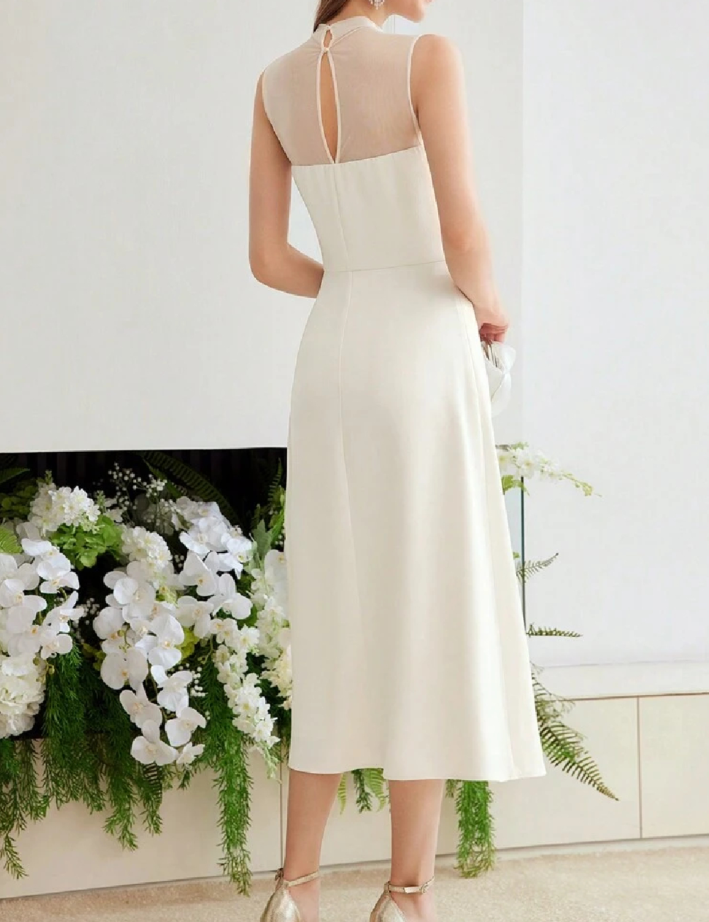Rochie medie MOTF, alb - 1 | YEO