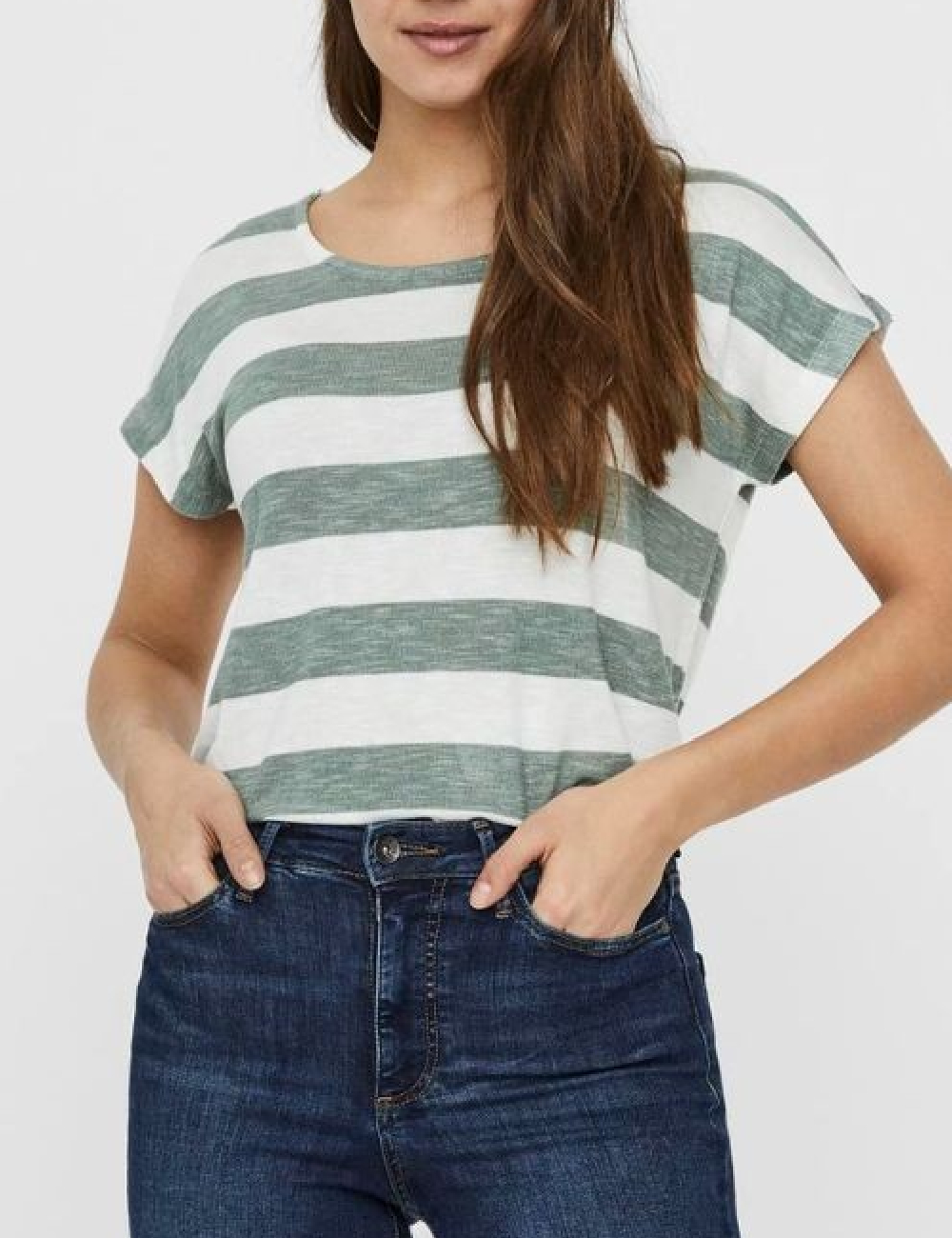 Tricou Vero Moda, verde/alb