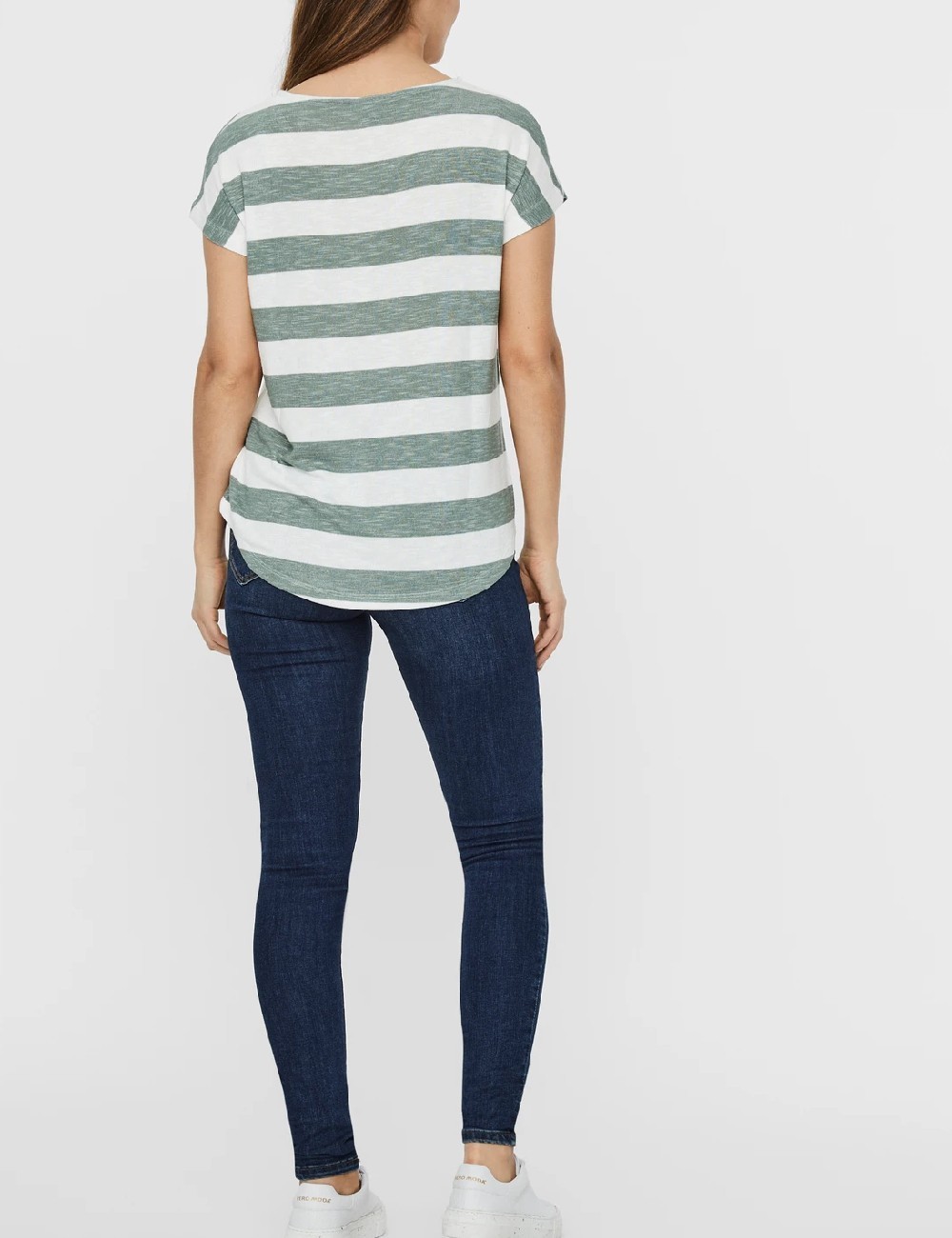 Tricou Vero Moda, verde/alb - 1 | YEO
