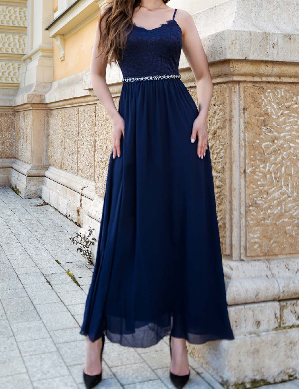 Rochie lunga Miusol, bleumarin