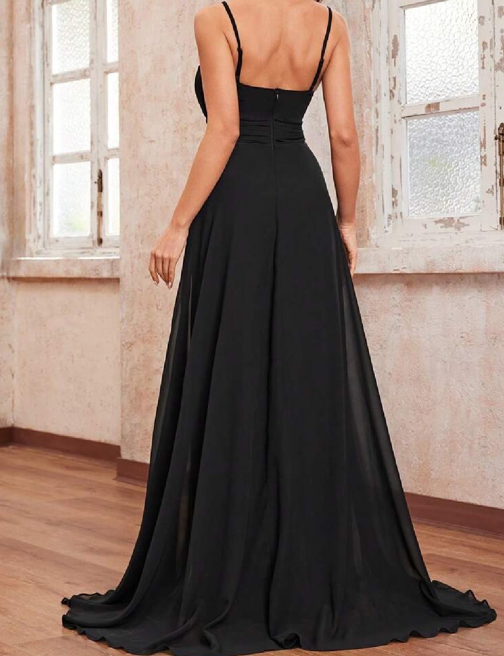 Rochie lunga Giffniseti, negru - 1 | YEO