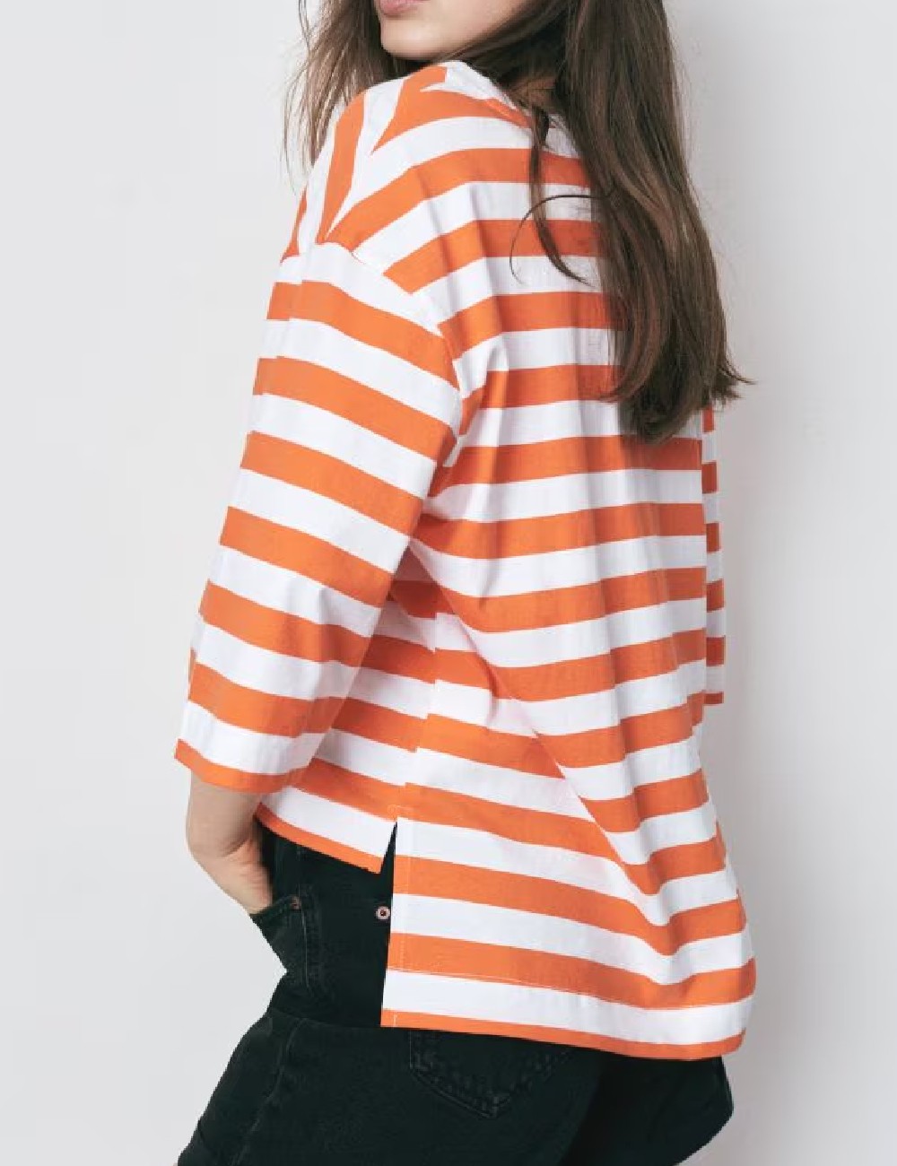 Tricou Oversize Reserved, alb/portocaliu - 1 | YEO
