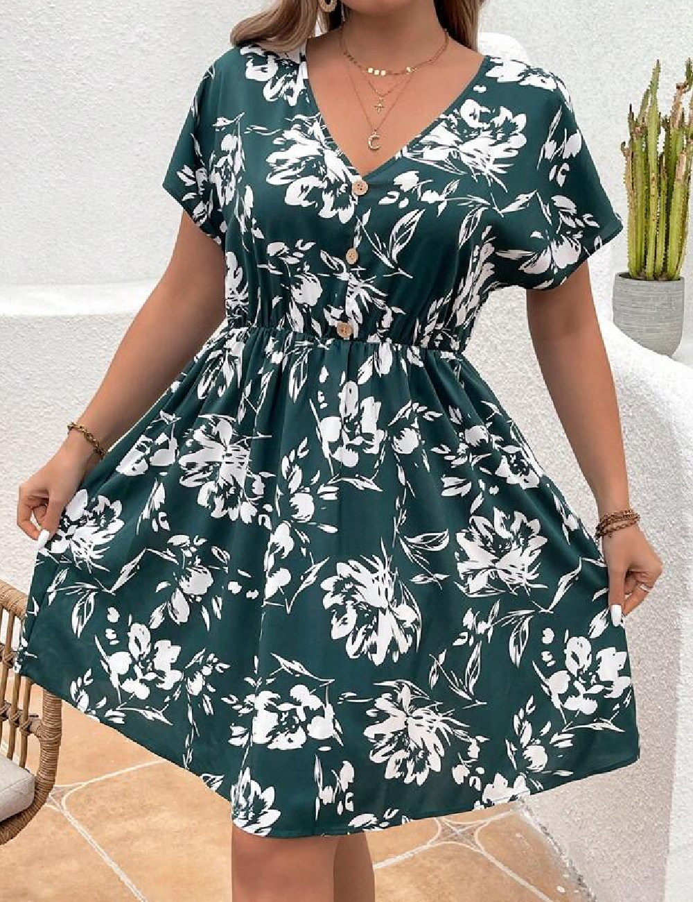 Rochie scurta SHEIN CURVE, verde