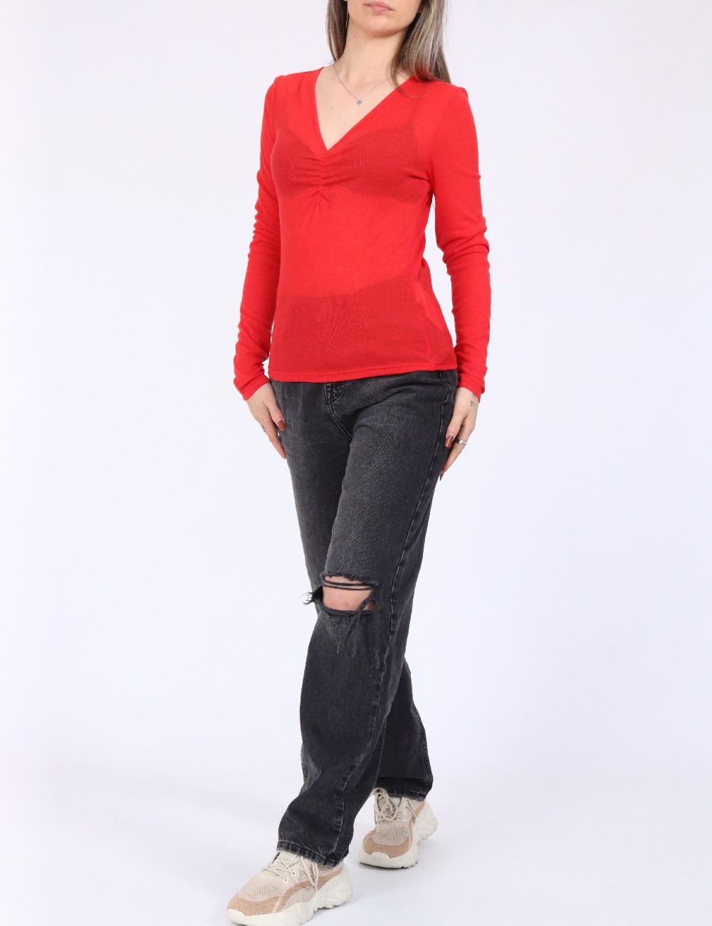 Bluza Jacqueline de Yong, rosu - 1 | YEO