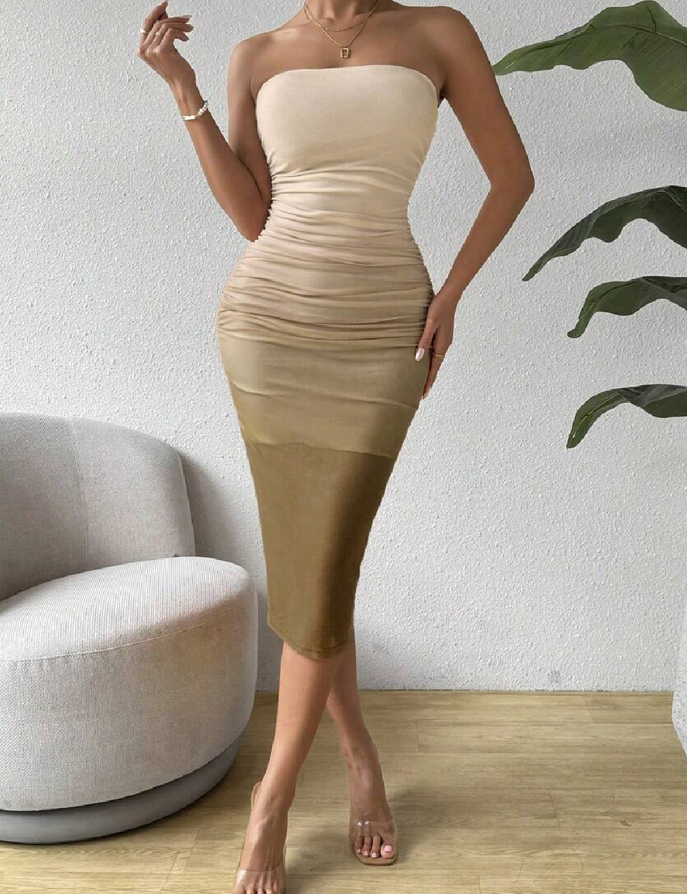 Rochie medie SHEIN, bej