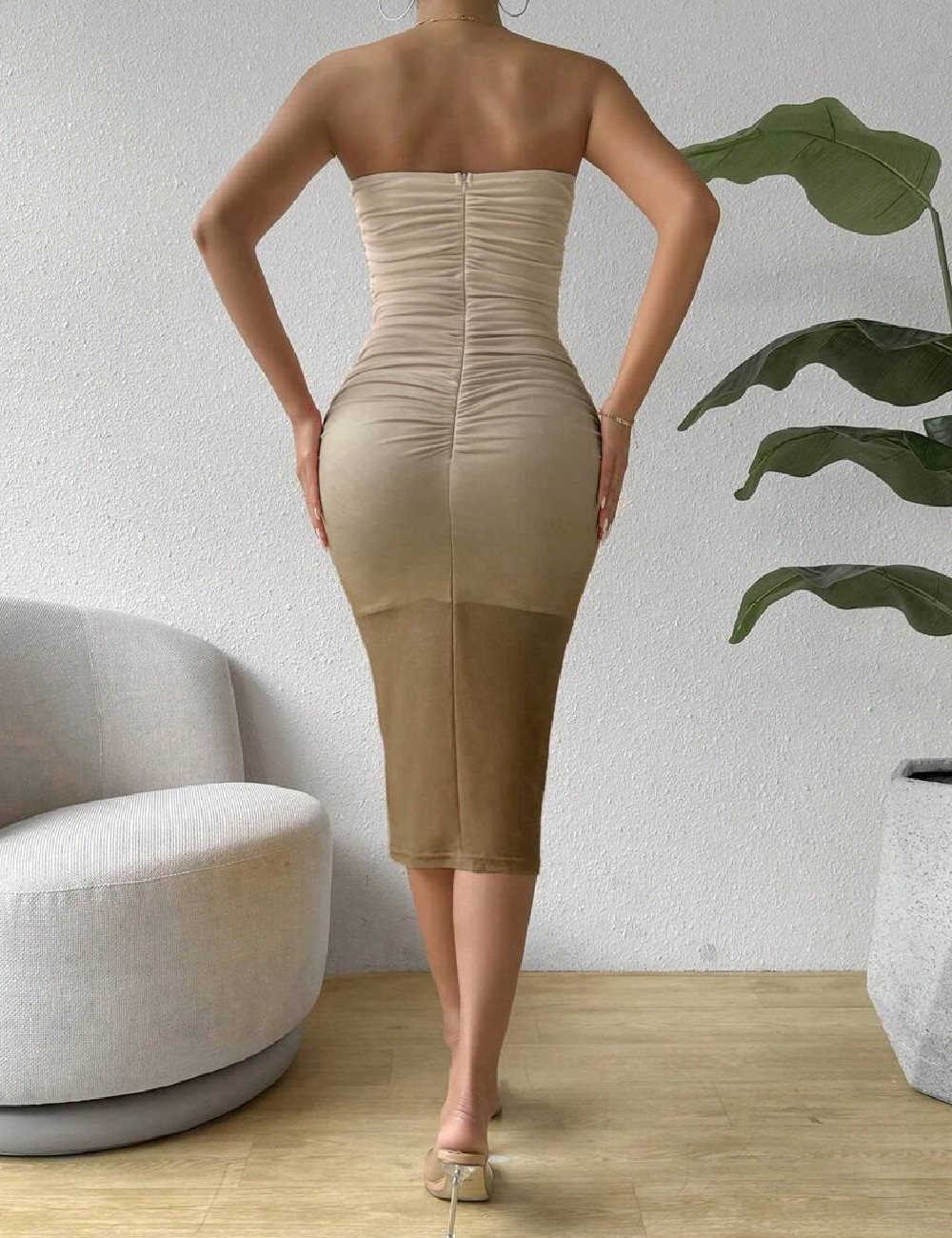 Rochie medie SHEIN, bej - 1 | YEO