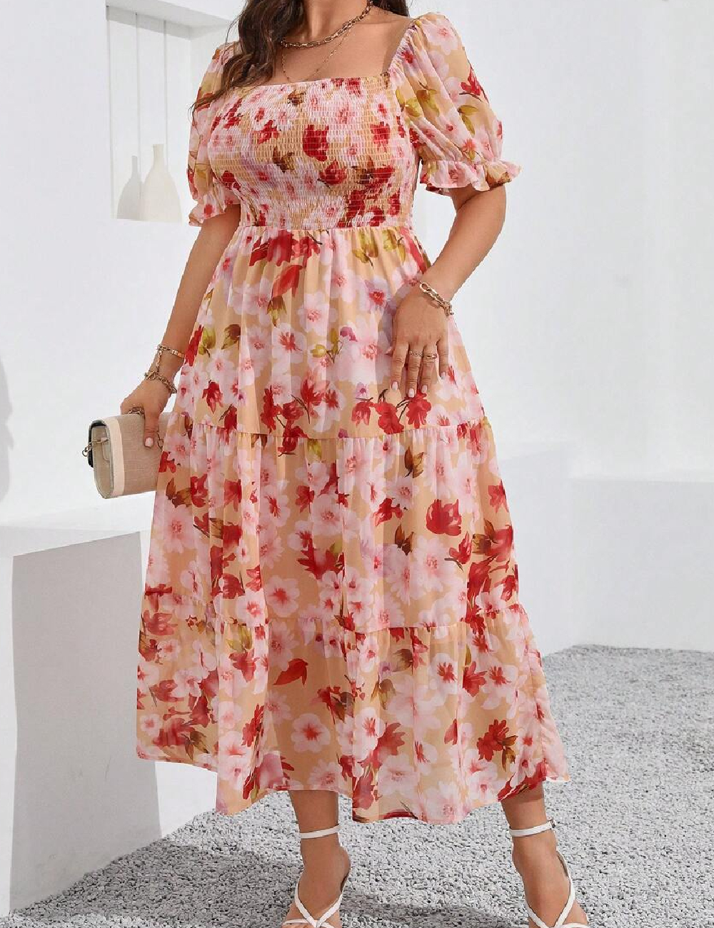 Rochie lunga SHEIN CURVE, floral print
