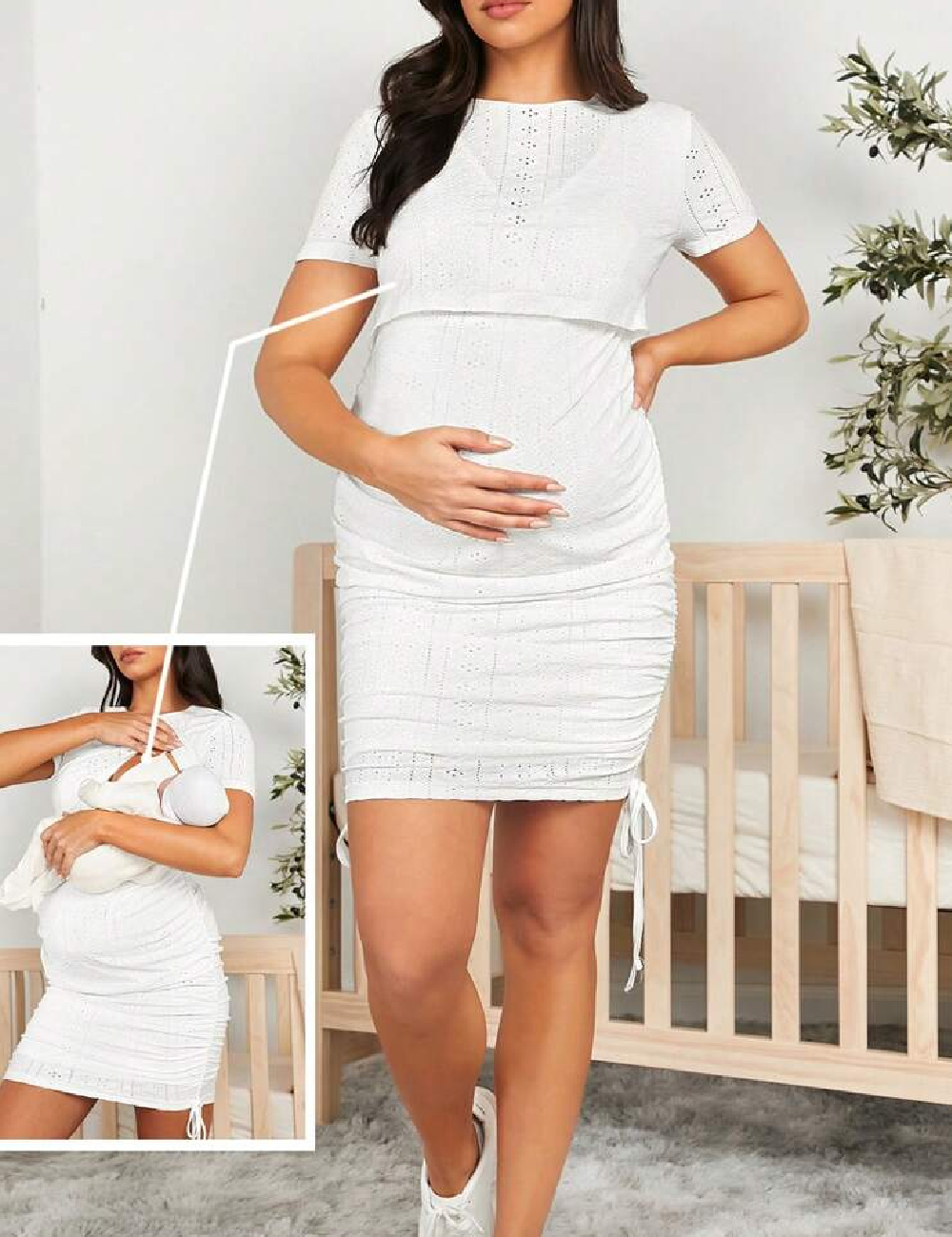 Rochie scurta SHEIN Maternity, alb