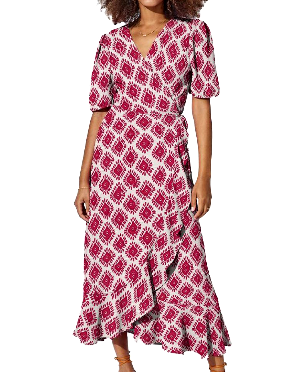 Rochie medie Only, rosu/alb