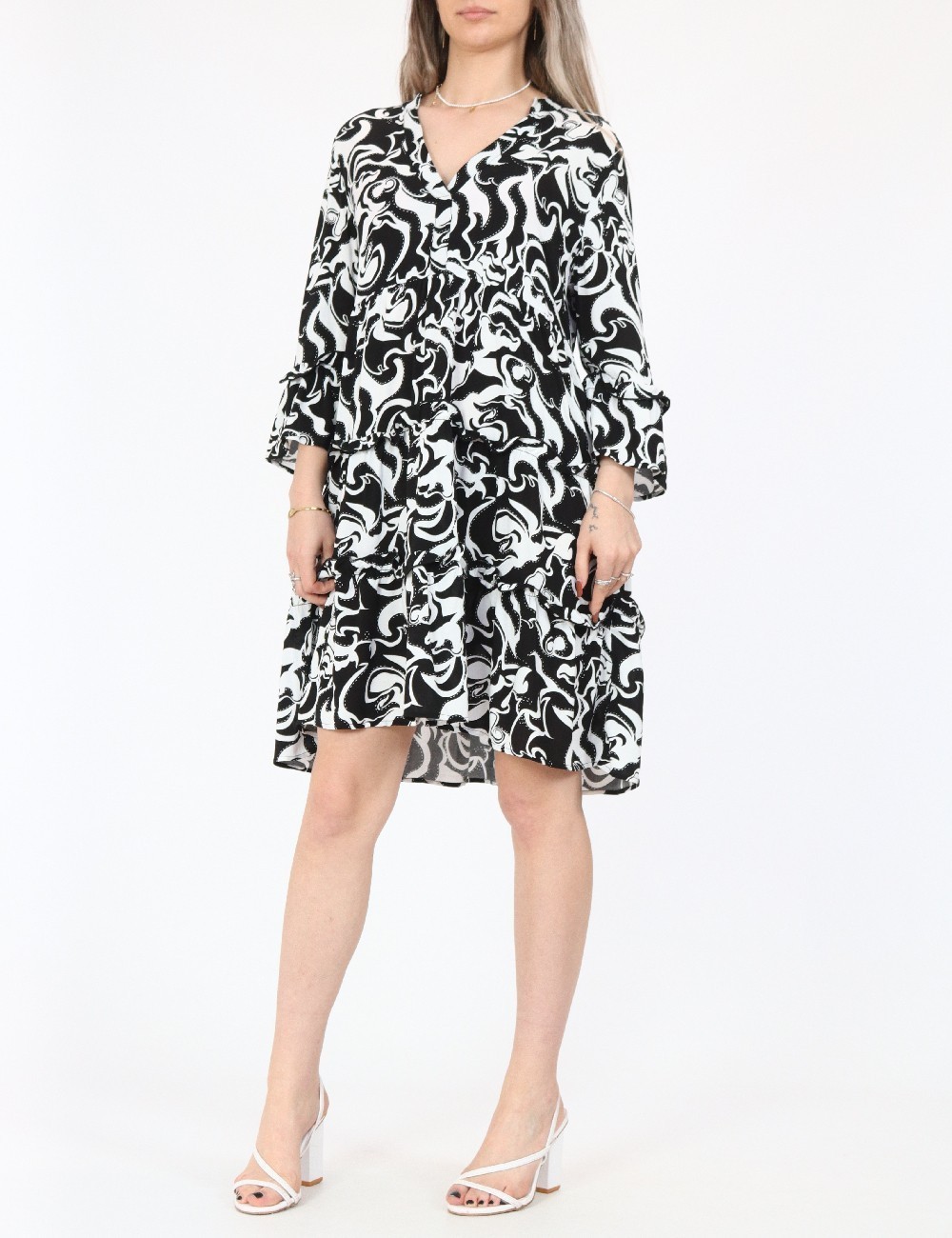 Rochie scurta Vero Moda, negru/alb - 1 | YEO