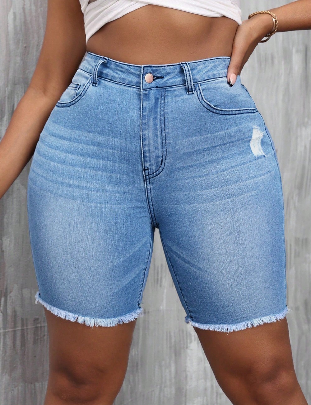 Pantaloni scurti SHEIN CURVE, albastru - 1 | YEO