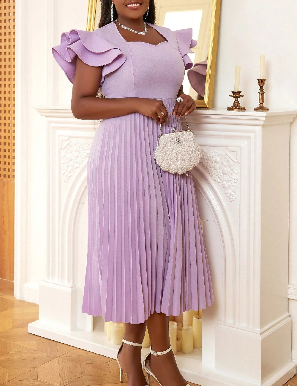 Rochie medie Aomei Plus Size, mov