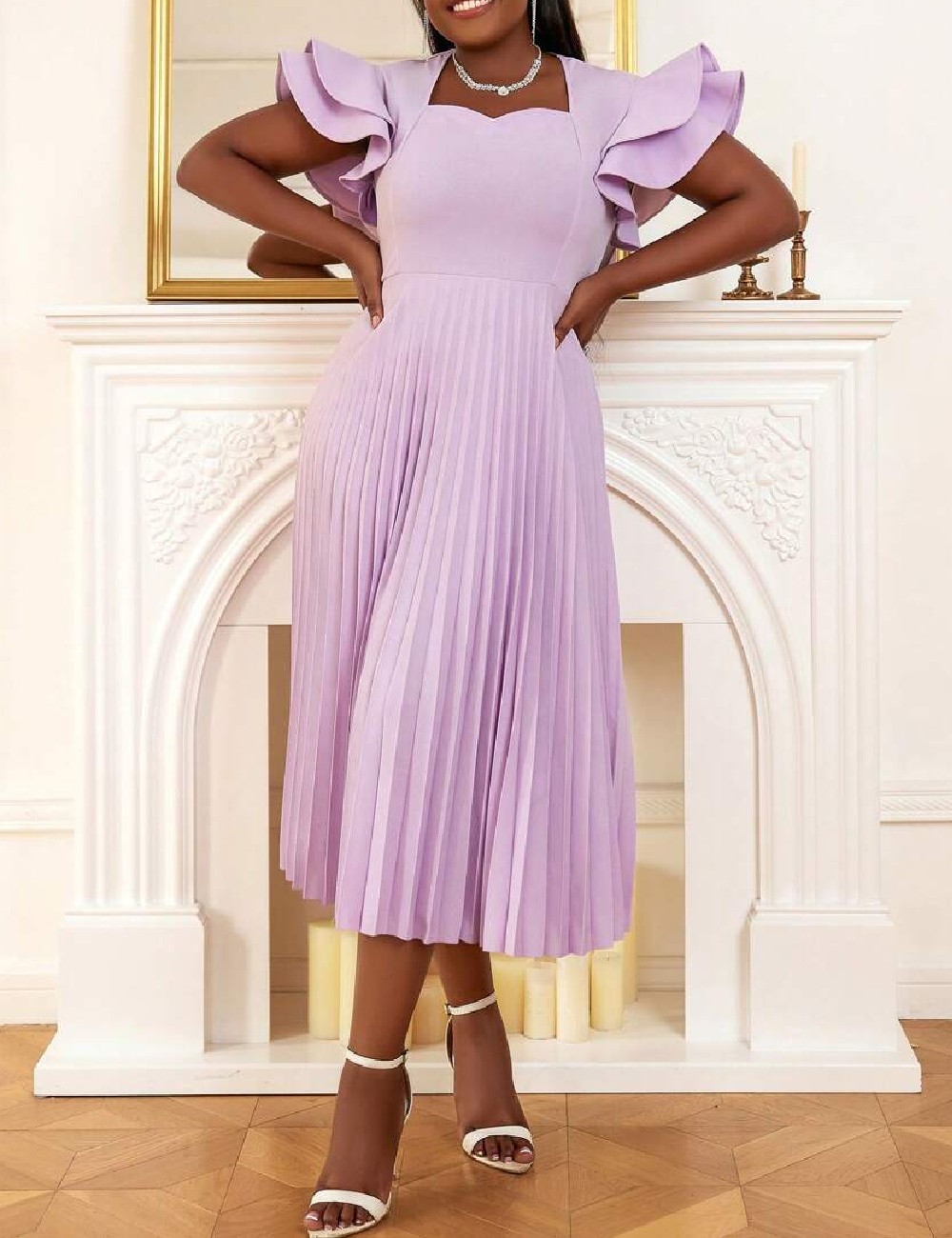 Rochie medie Aomei Plus Size, mov - 1 | YEO