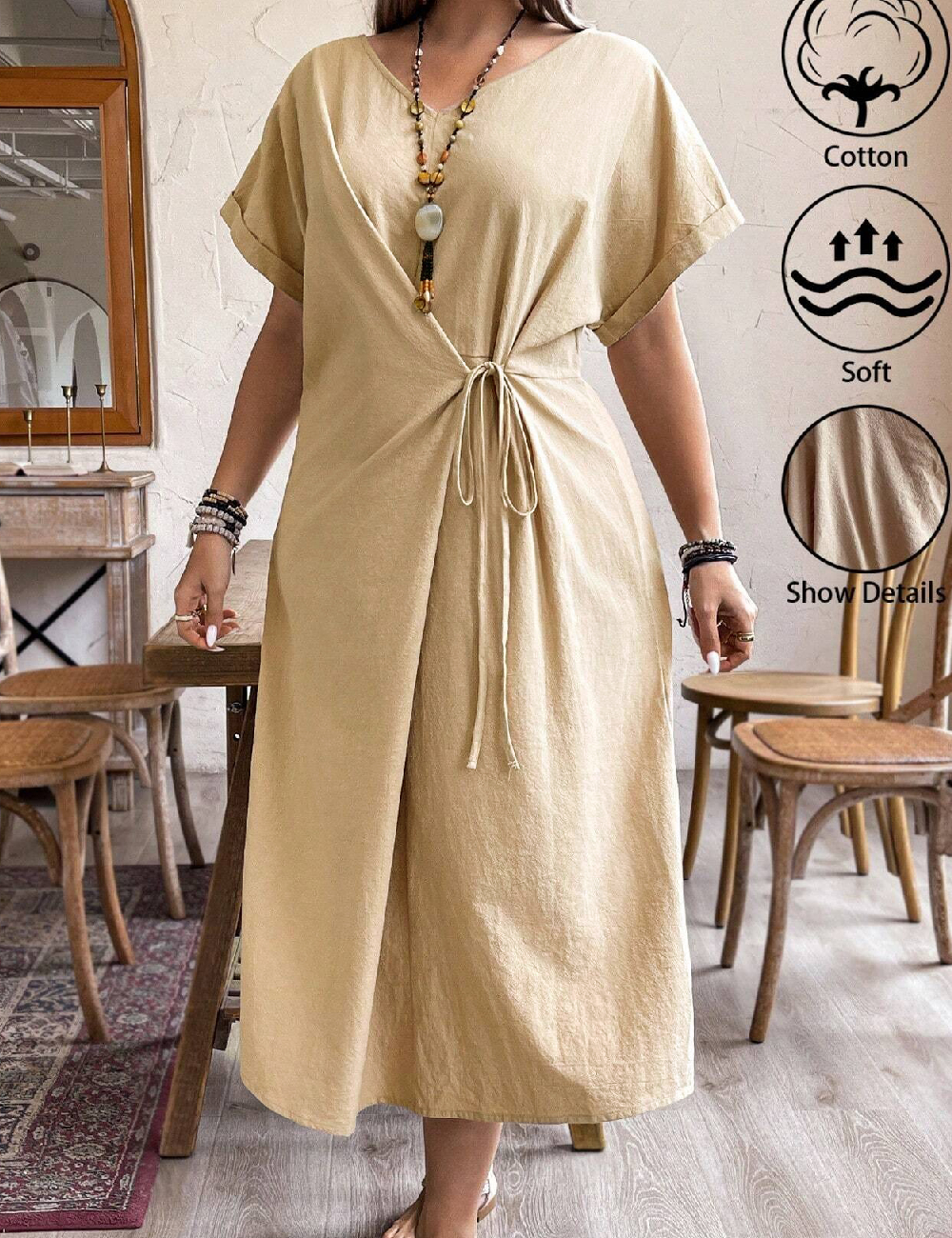 Rochie lunga SHEIN CURVE, crem