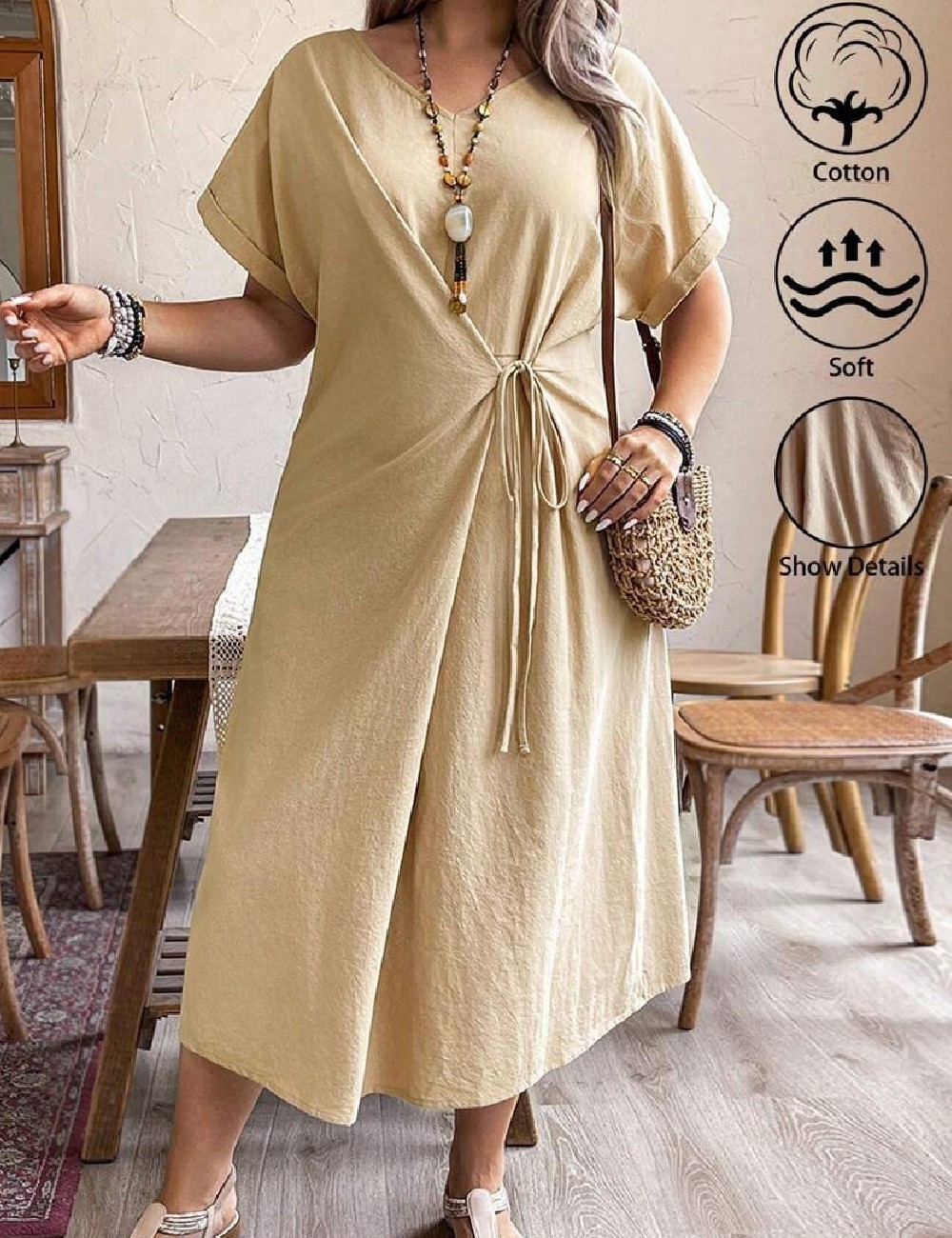 Rochie lunga SHEIN CURVE, crem - 1 | YEO