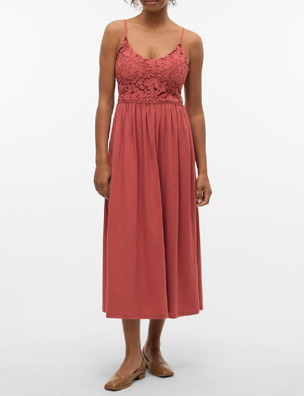 Rochie medie Vero Moda, caramiziu