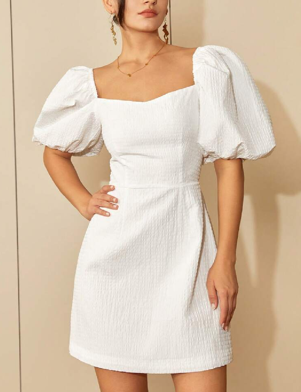 Rochie scurta Amy Enjoy Life, alb