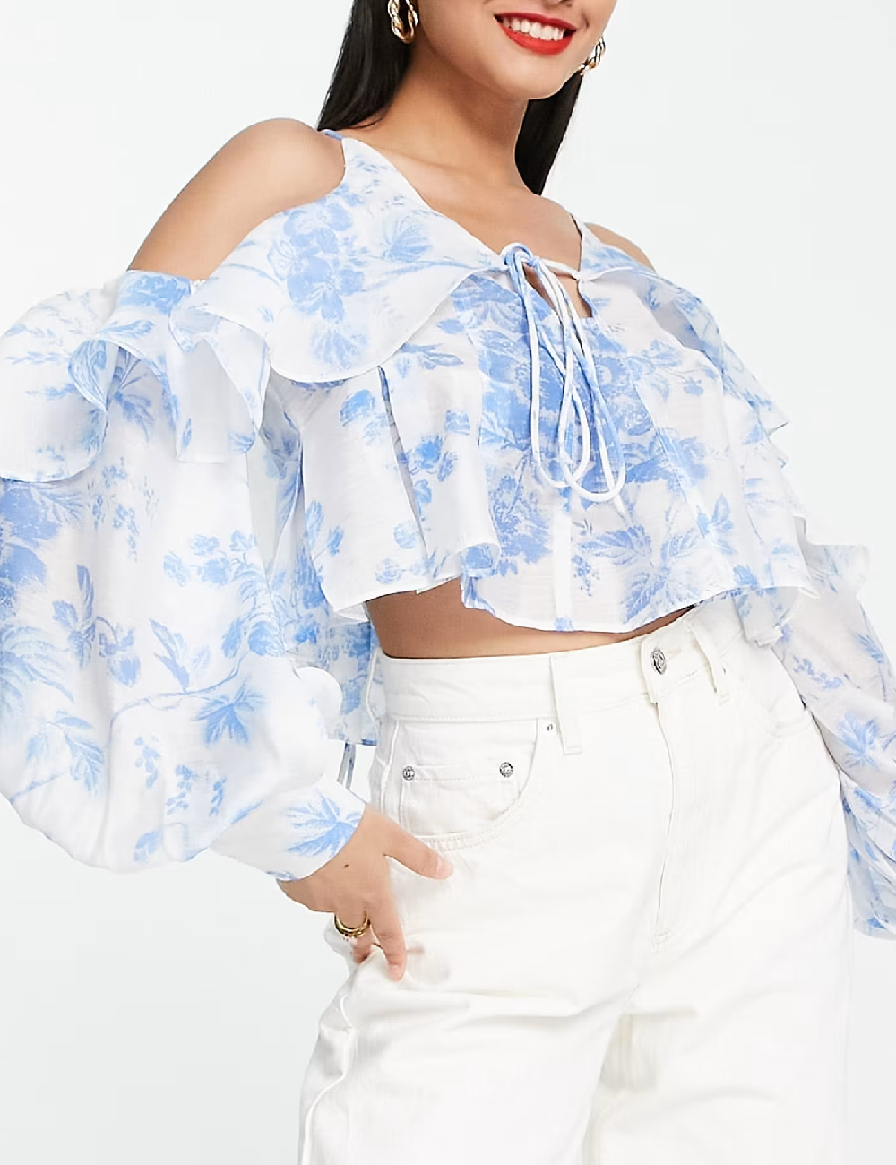Top ASOS, alb/albastru
