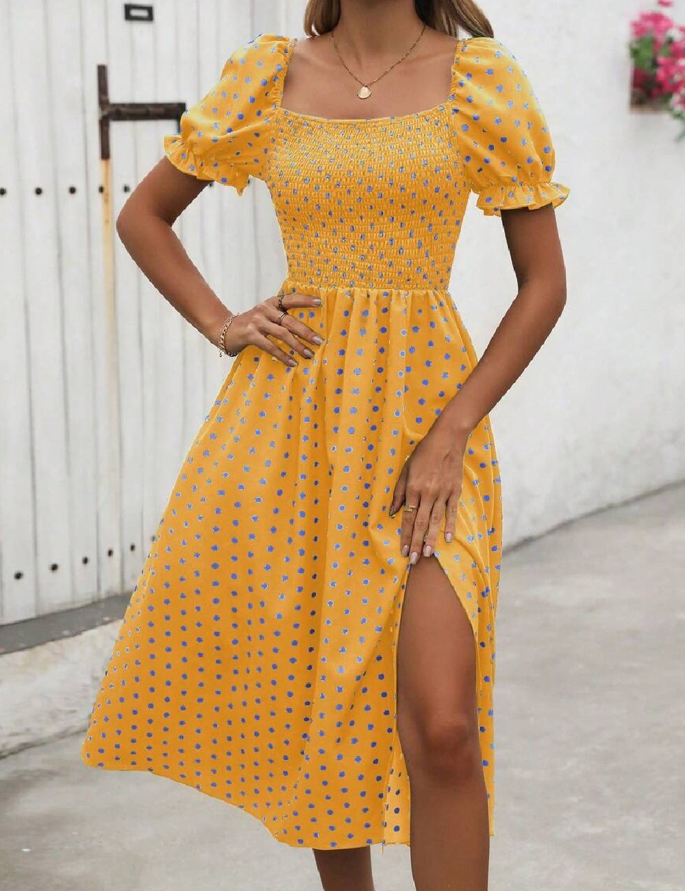 Rochie medie SHEIN, mustar - 1 | YEO