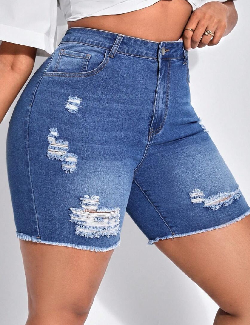 Pantaloni scurti SHEIN CURVE, albastru - 1 | YEO