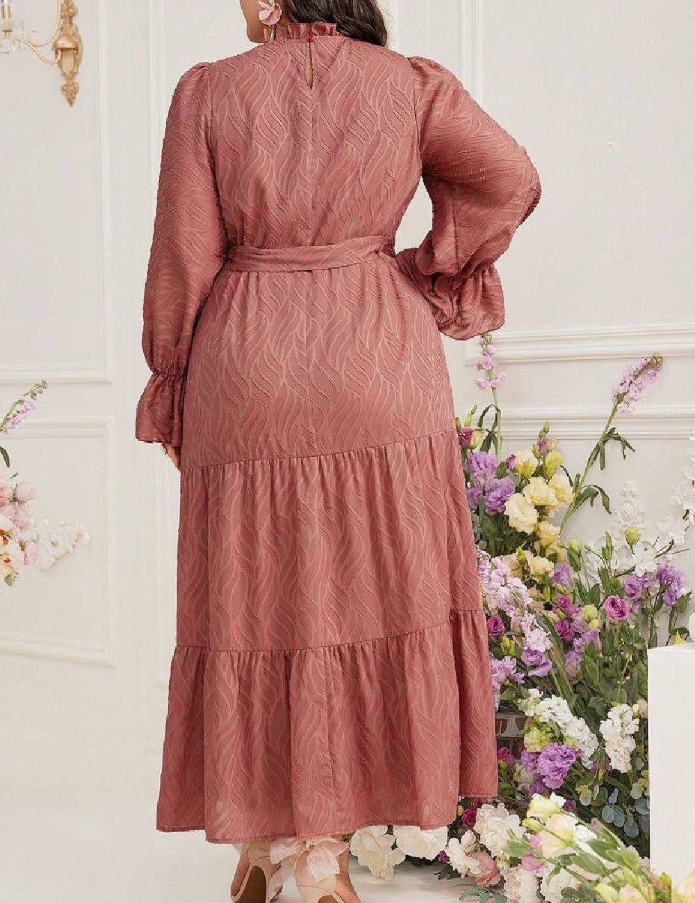 Rochie lunga SHEIN CURVE, roz pudra inchis - 1 | YEO