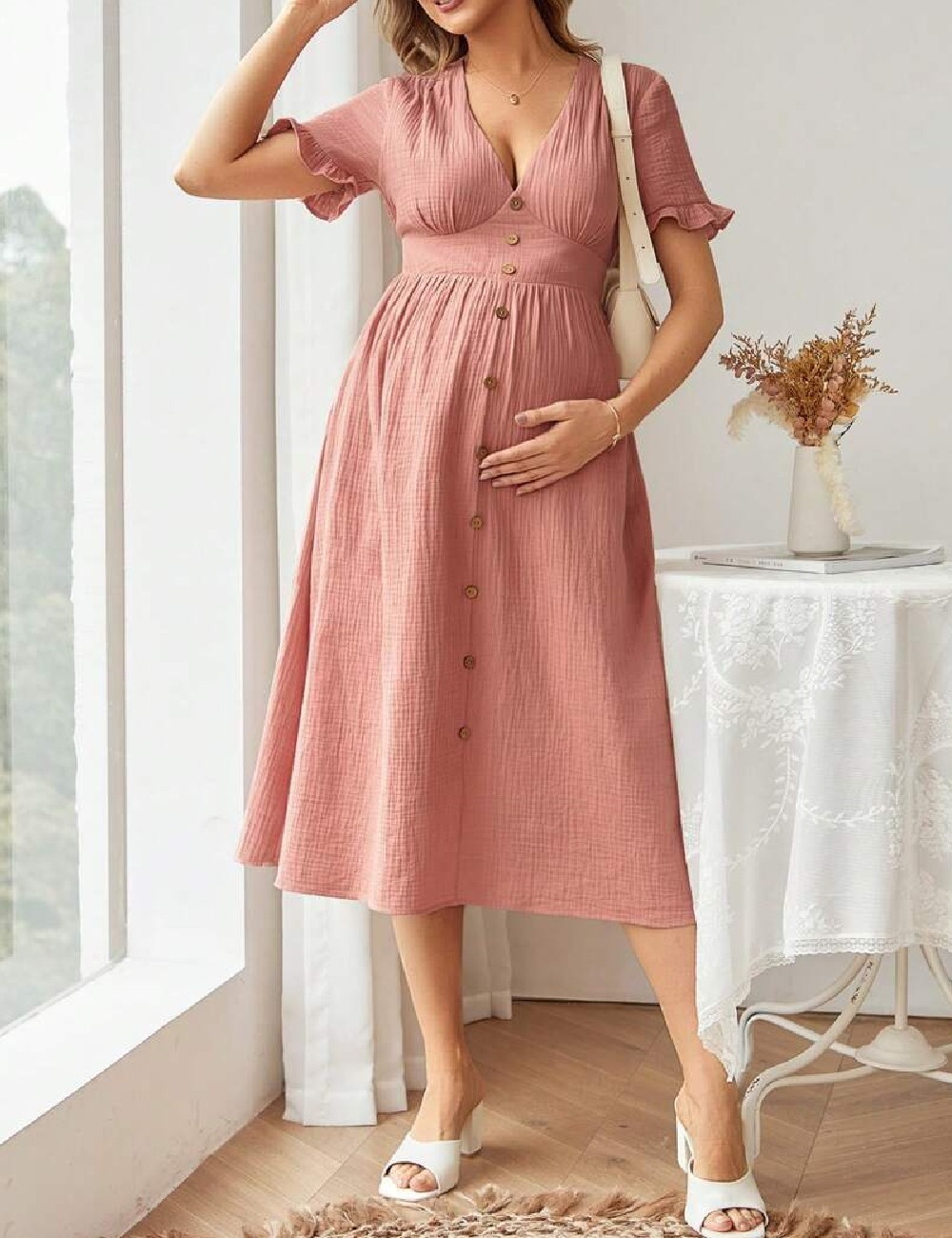 Rochie medie SHEIN Maternity, roz - 1 | YEO