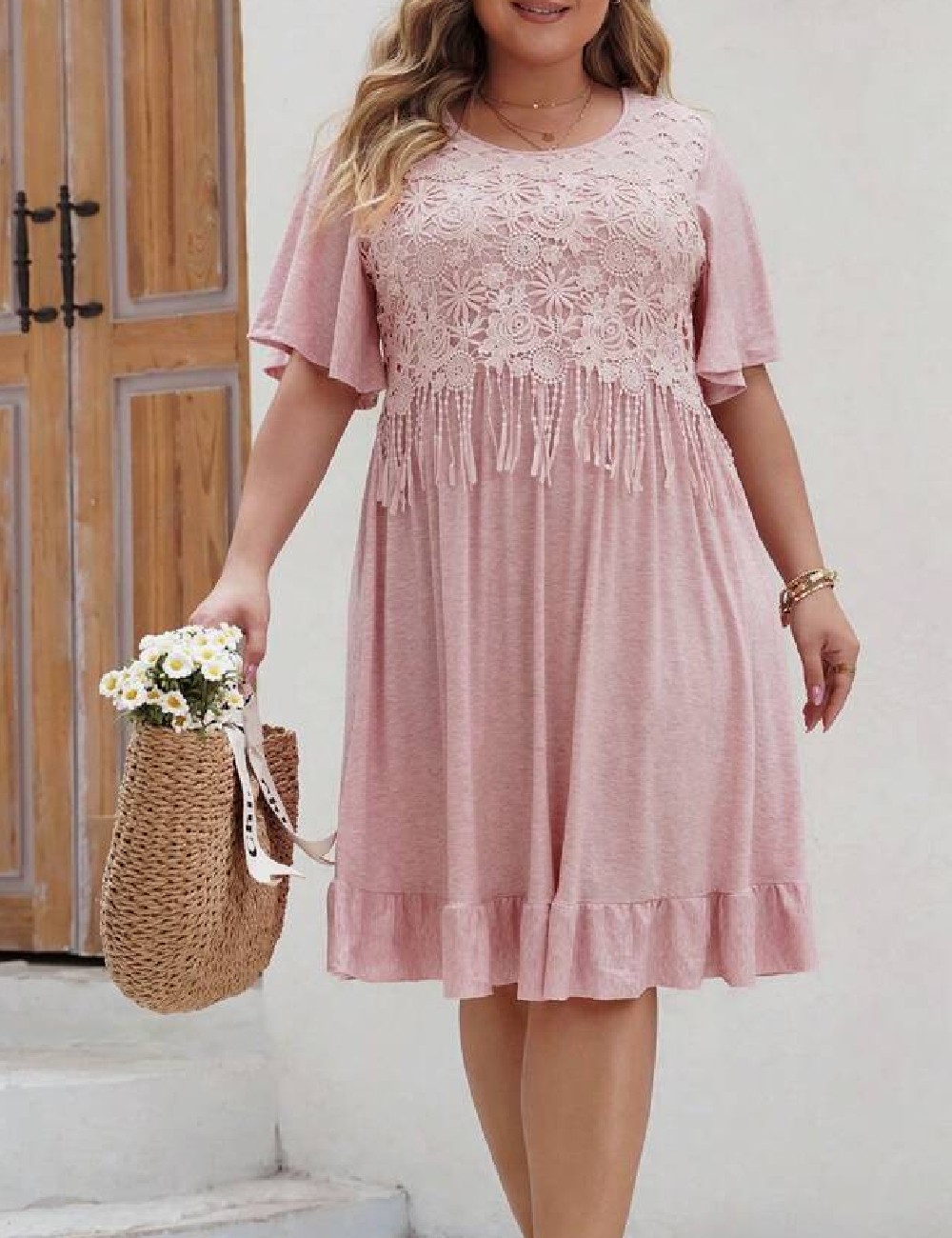 Rochie scurta SHEIN CURVE, roz - 1 | YEO