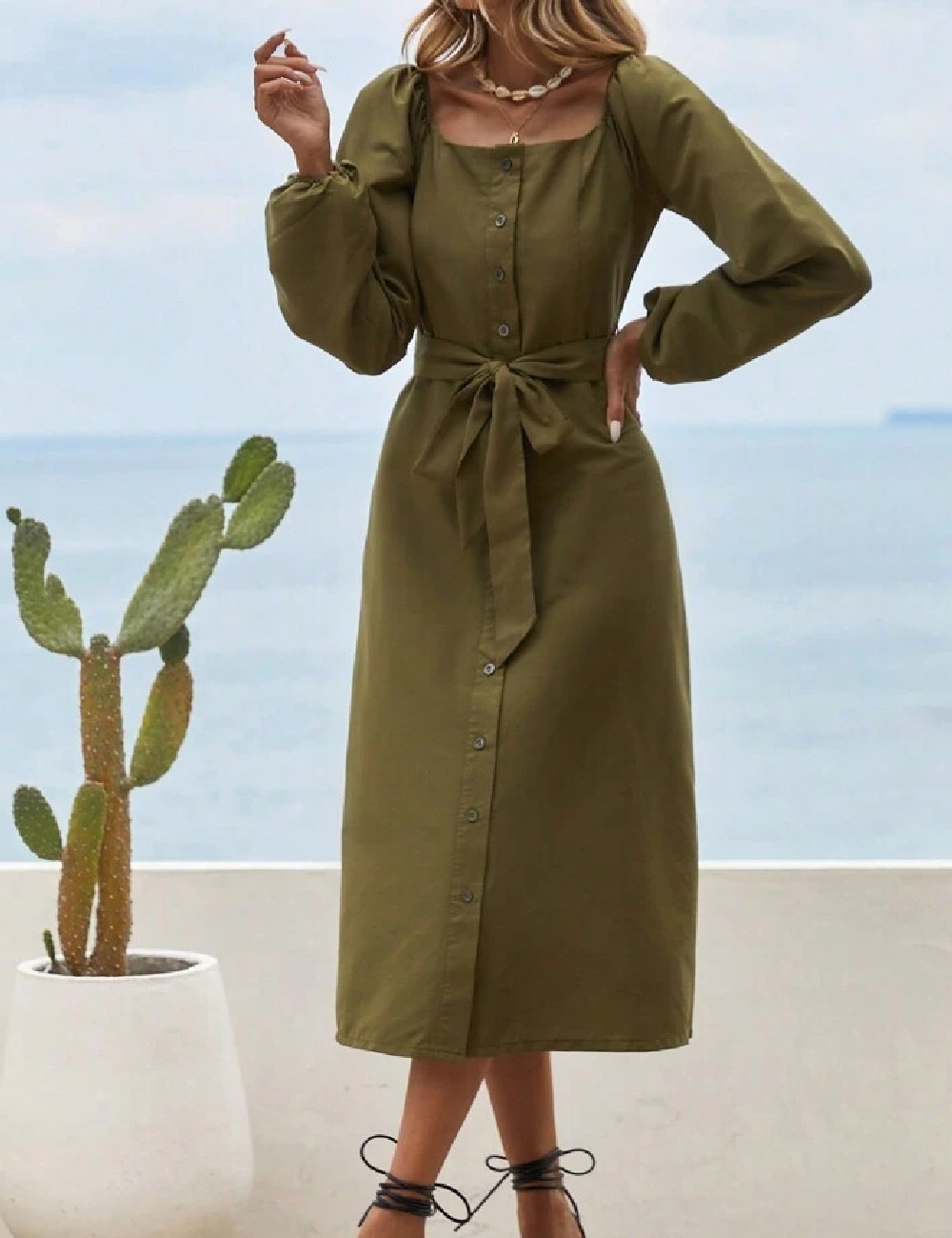 Rochie medie SHEIN, verde - 1 | YEO