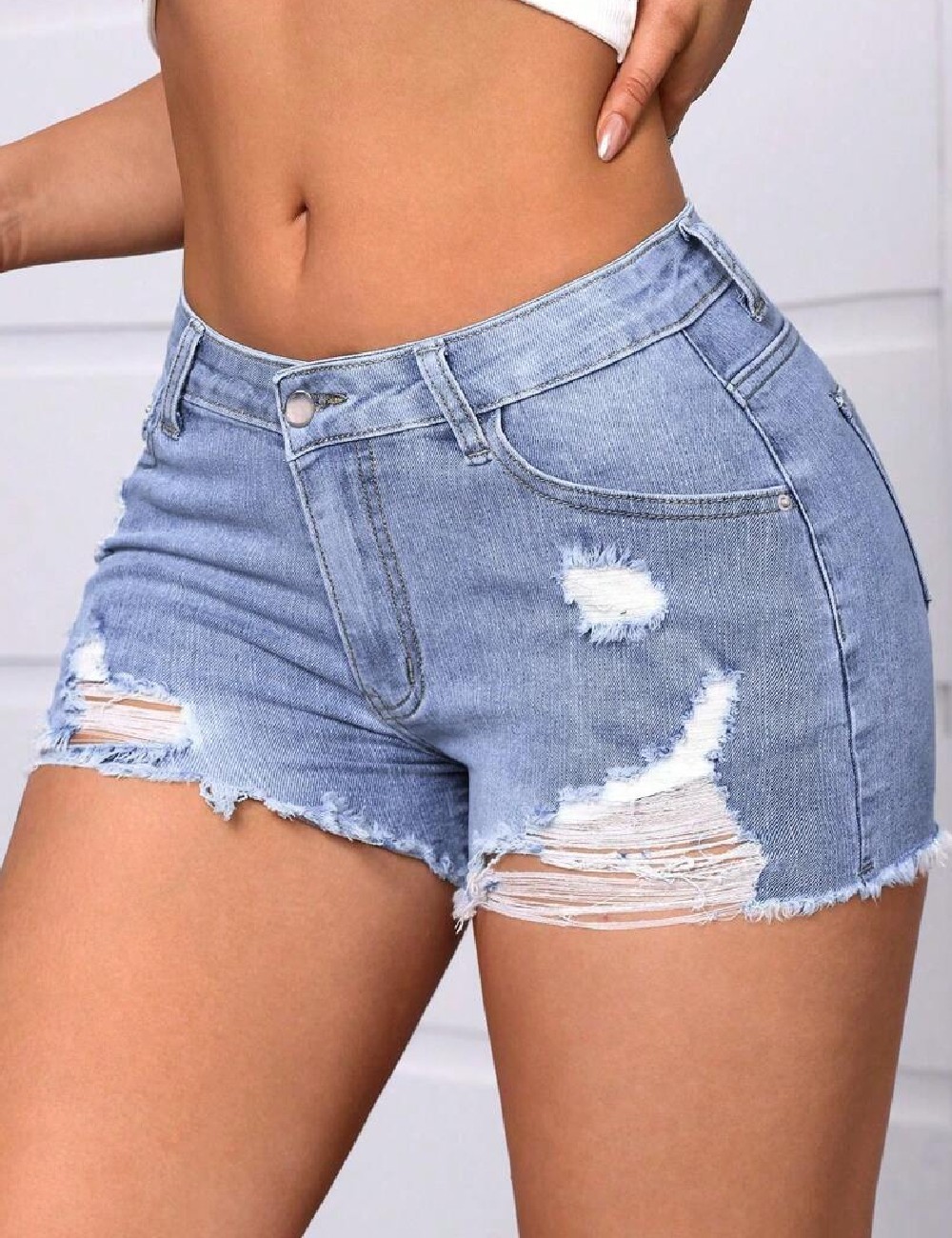 Pantaloni scurti SHEIN, albastru - 1 | YEO