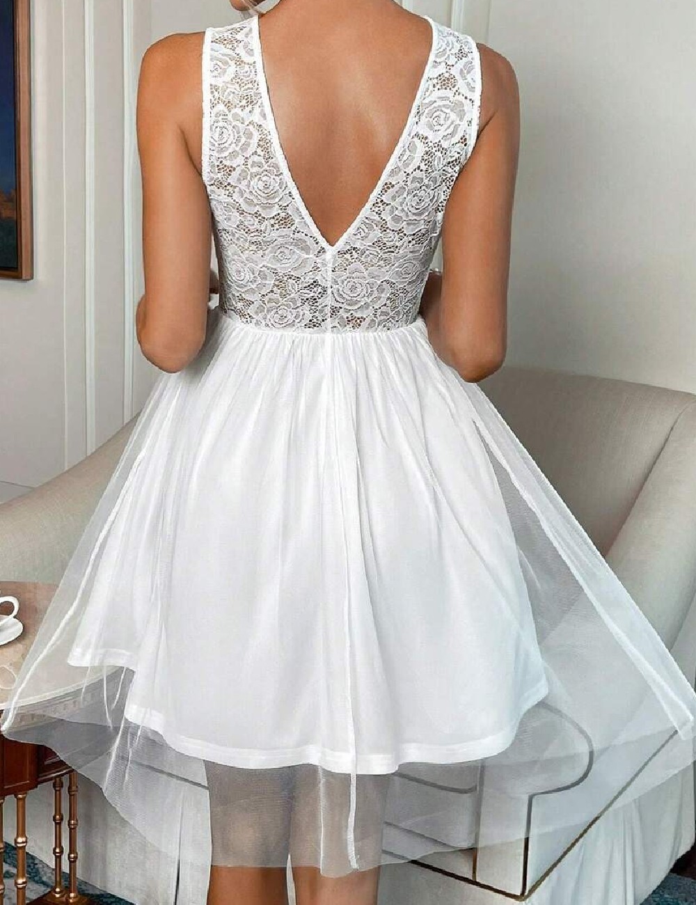 Rochie scurta SHEIN, alb - 1 | YEO