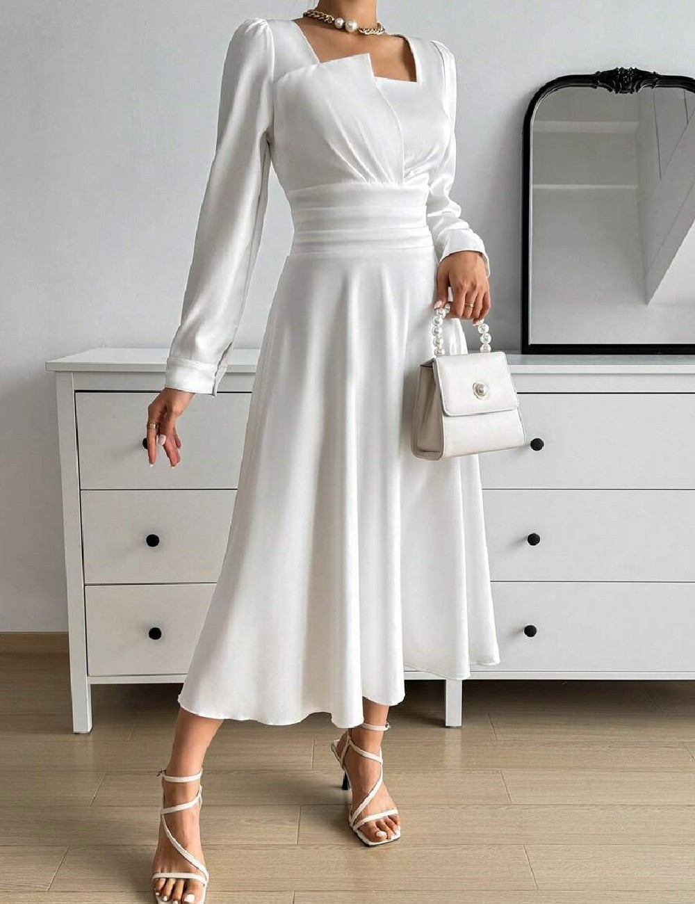 Rochie medie SHEIN, alb - 1 | YEO