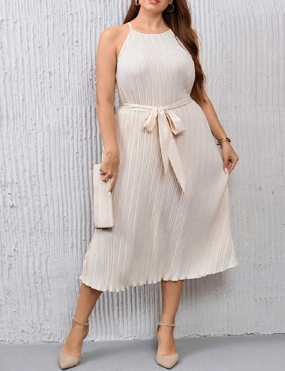 Rochie medie SHEIN CURVE, crem