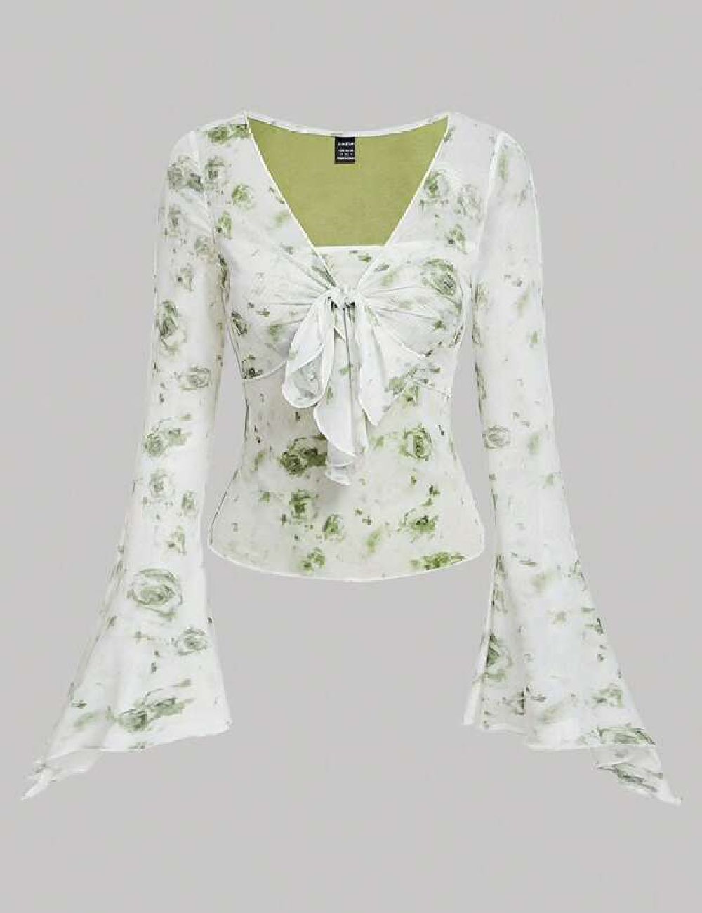 Bluza SHEIN, alb/verde