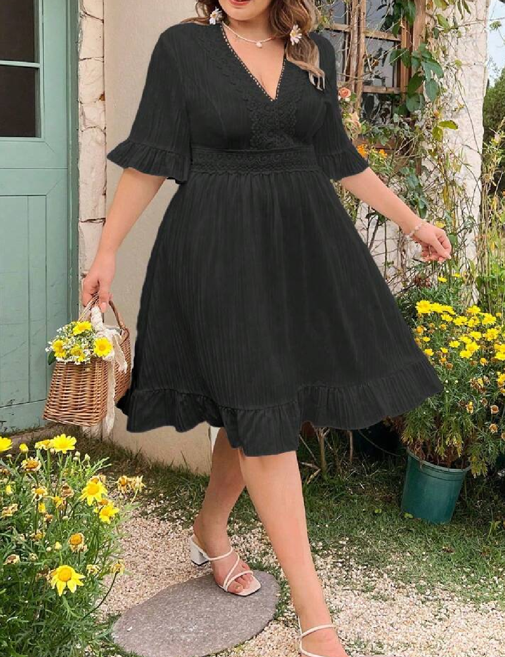 Rochie medie SHEIN CURVE, negru
