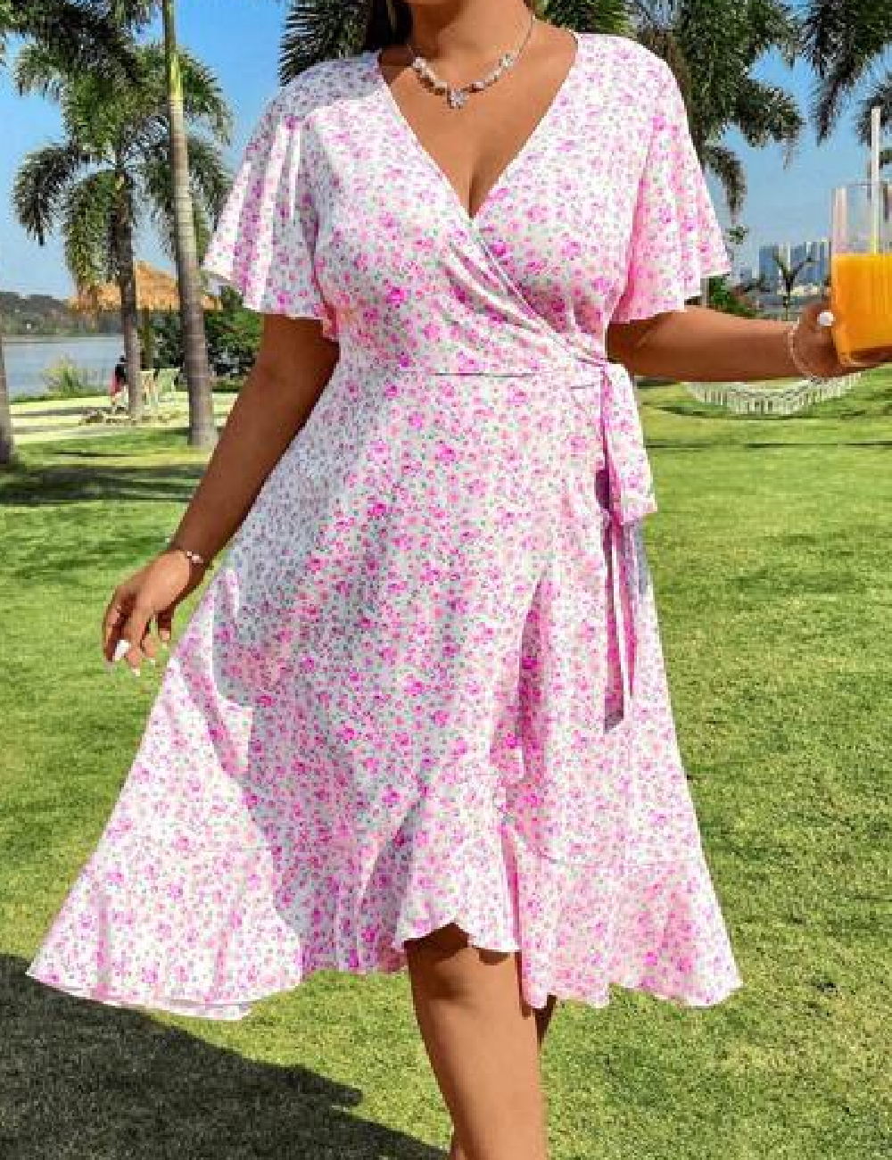 Rochie scurta SHEIN CURVE, floral print
