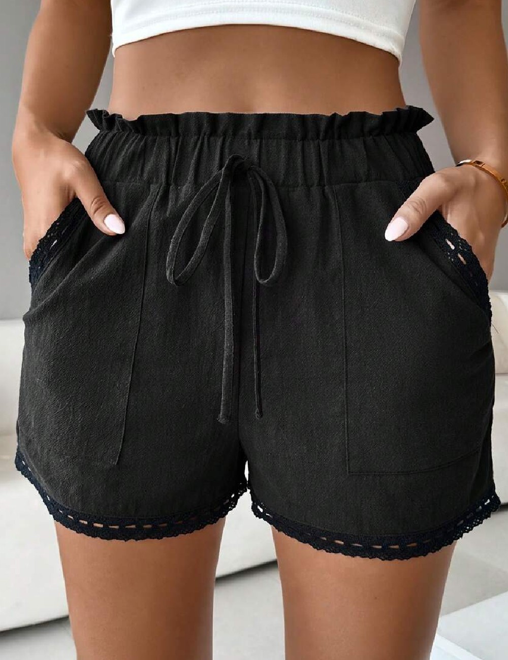 Pantaloni scurti SHEIN, negru - 1 | YEO