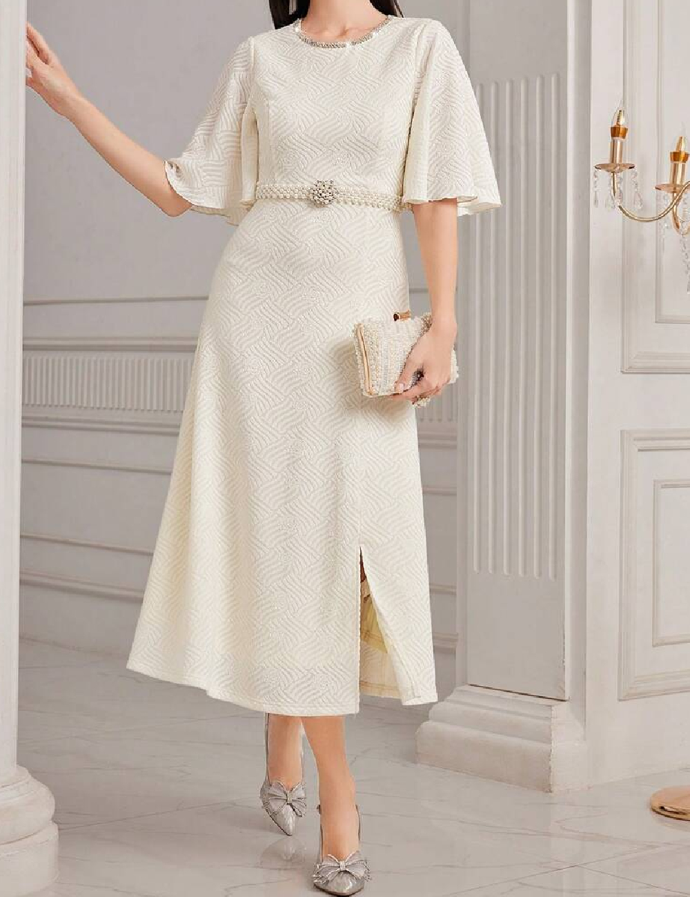 Rochie medie SHEIN, ecru