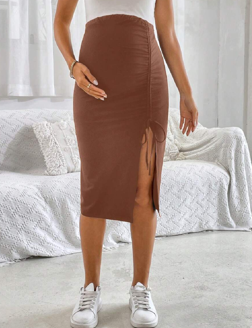 Fusta SHEIN Maternity, maro
