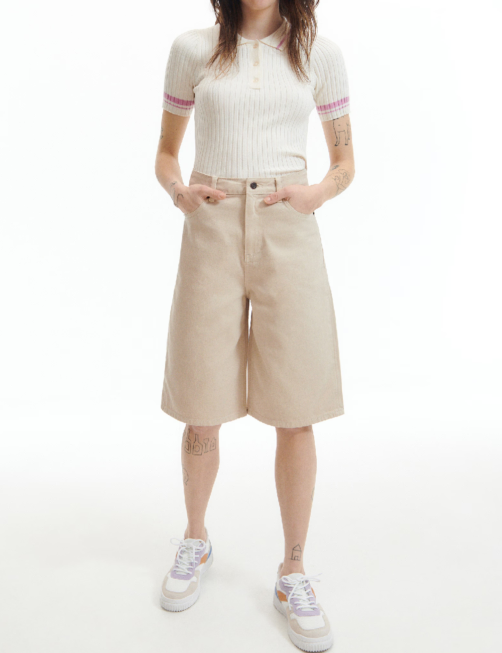 Pantaloni scurti Reserved, crem