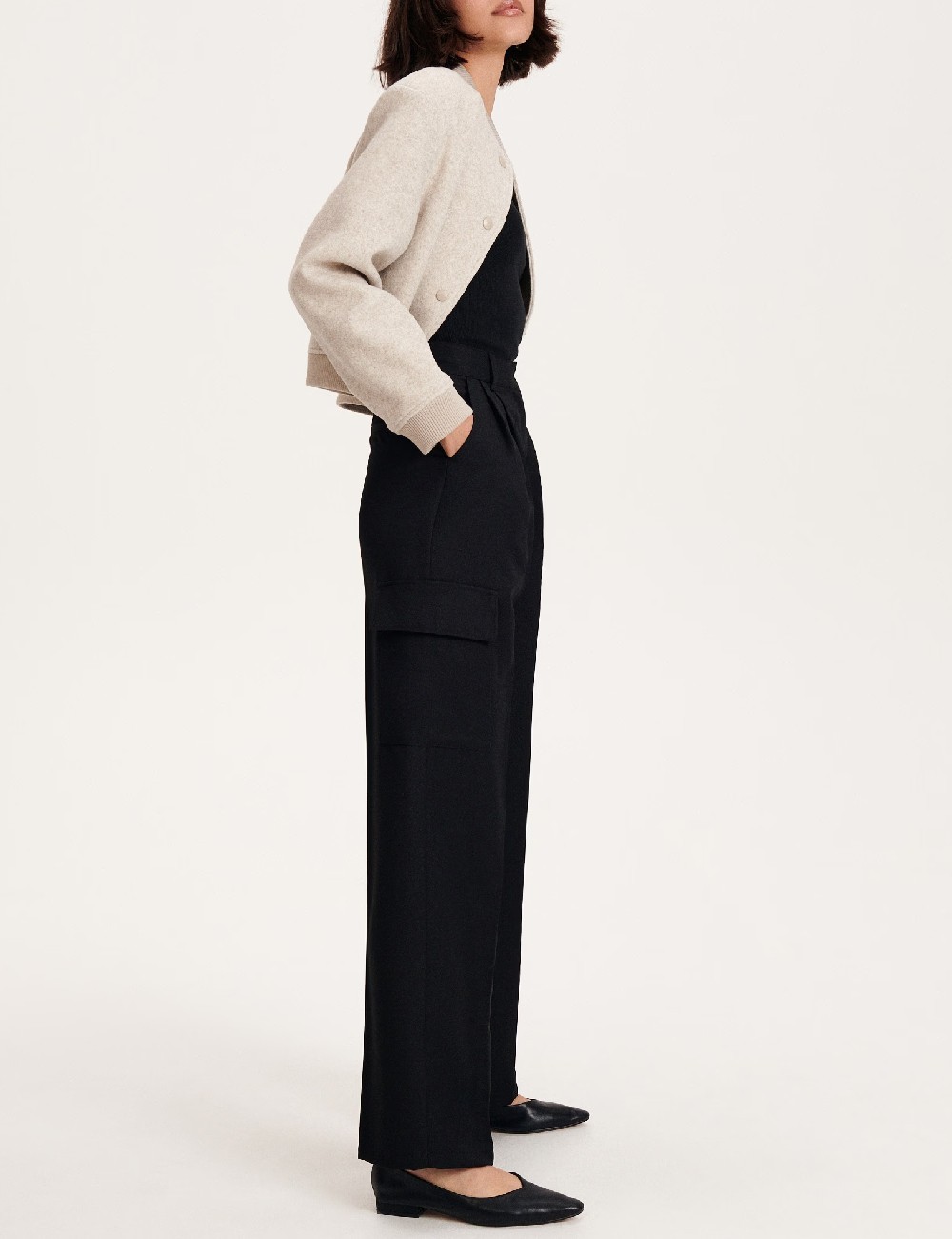 Pantaloni Reserved, negru - 1 | YEO