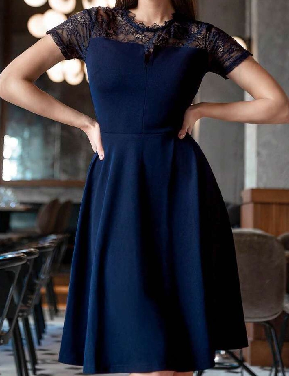 Rochie scurta Miusol, bleumarin - 1 | YEO