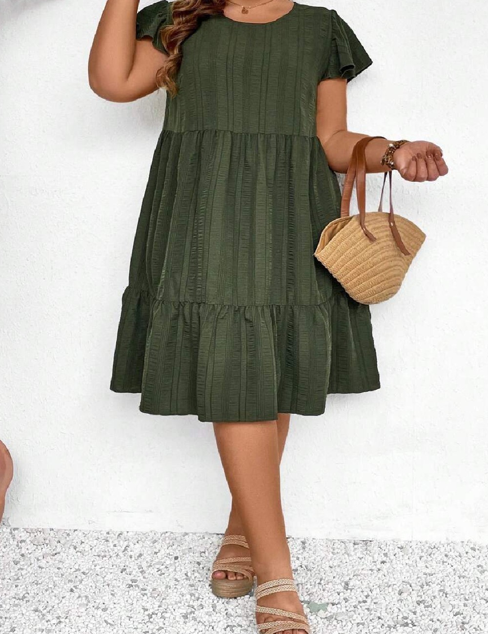 Rochie medie SHEIN CURVE, verde - 1 | YEO