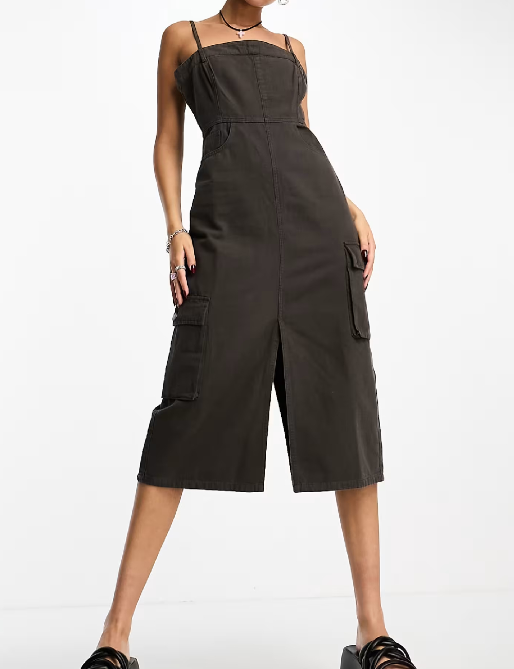 Rochie medie Urban Revivo, gri inchis