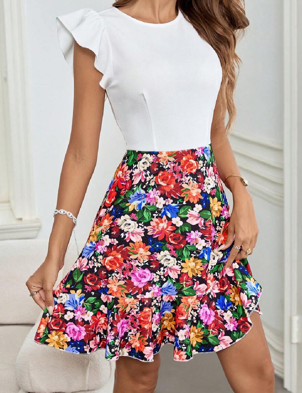Rochie scurta SHEIN, floral print - 1 | YEO